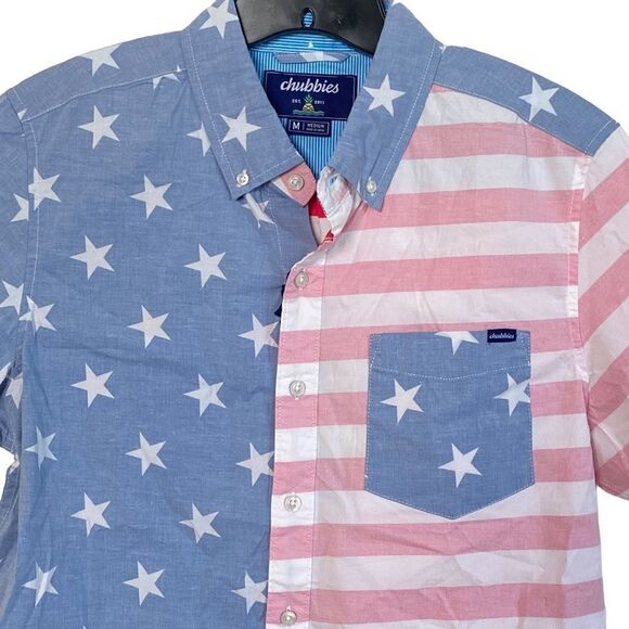 Chubbies The Uncle Sam USA Flag Patriotic Friday Short Sleeve Shirt Sz M NWT - Picture 5 of 16